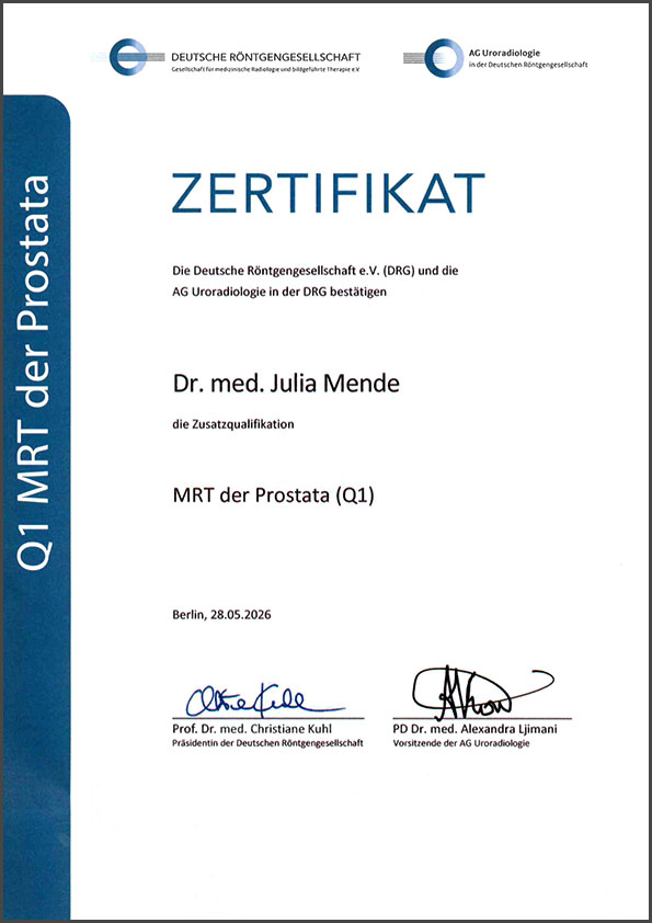 Zertifikat Dr. Mende Porstata
